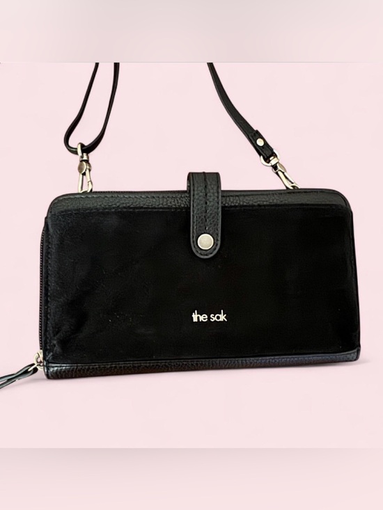 The Sak Handbags - The Sak Black Leather Crossbody w/Beaded “Believe in Love” pendant 💗
